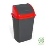 Billenőfedeles szemetes kuka, műanyag, antracit/piros, 50 literes
