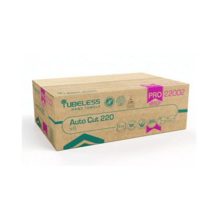 Tubeless AUTOCUT PRO 220 tekercses kéztörlő 2 rétegű, fehér, 100% cellulóz, 221,5m, 6db/karton