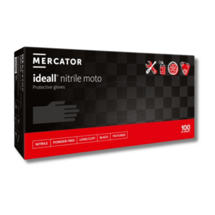 MERCATOR Ideall nitrile kesztyű moto long black 100db/doboz