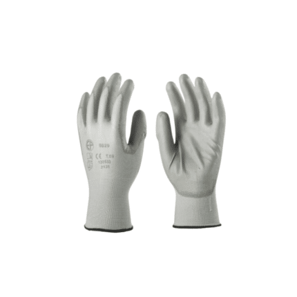 Tenyéren mártott PU kesztyű szürke